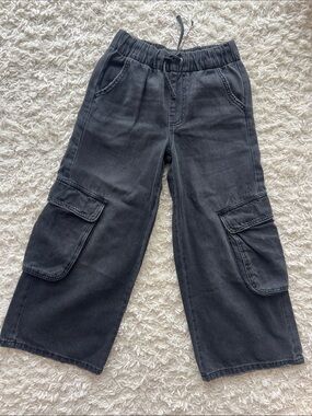 Zara Black Cargo Wide-Leg Kids Pants